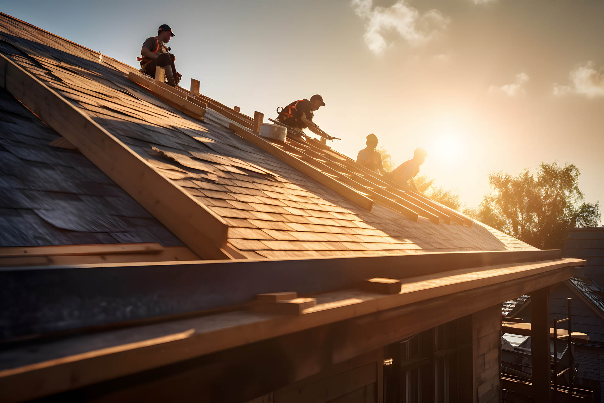 construction worker on a roof ai generated art